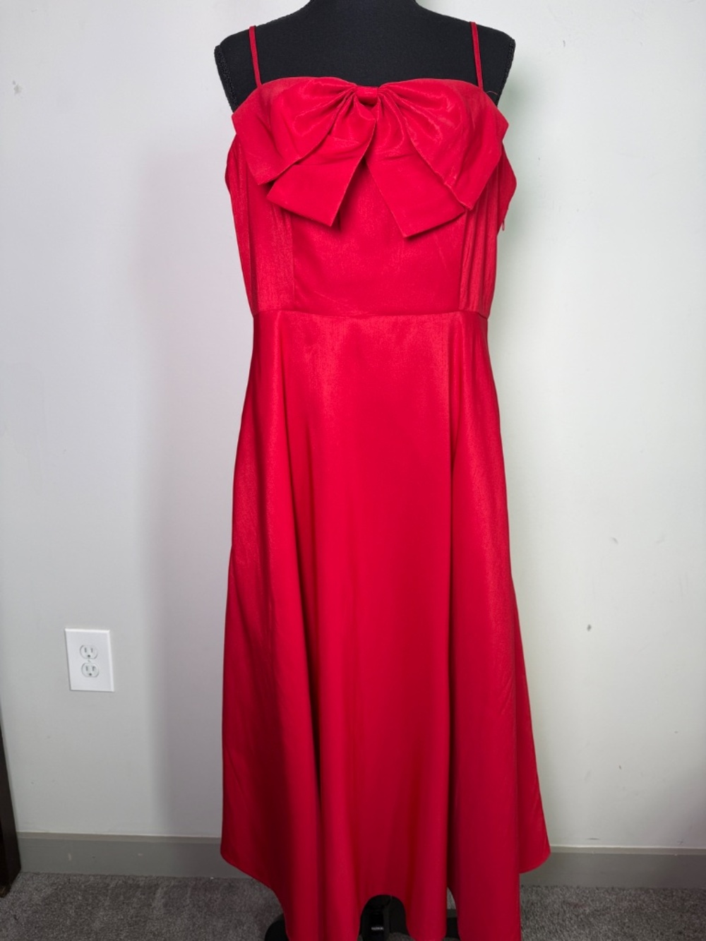 A New Day Red Bow Pockets Midi Dress Sz 12